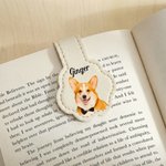 Personalizado Pintura al Óleo Estilo Mascota Foto PU Cuero Marcapáginas magnético Clip con nombre Accesorios de lectura Regalo de cumpleaños para los amantes de las mascotas