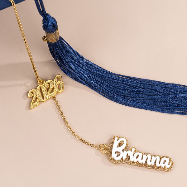 Personalized Glitter Name Year Graduation Cap Charm Tassel Decoration 2026 Graduation Gift for Graduates Classmates