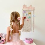 Personalized Bohemian-Style Wooden Hair Bow Holder with Name Nursery Decor Daily Use Birthday Gift for Girls