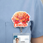 Personalized Birth Flower Acrylic Badge Reel with Name Appreciation Nurse Week Valentine's Day Gift for Doctor Nurse Medical Staff