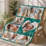 Manta suave personalizada con 5 a 9 fotos corazones y nombres de pareja regalo de San Valentín y aniversario para parejas