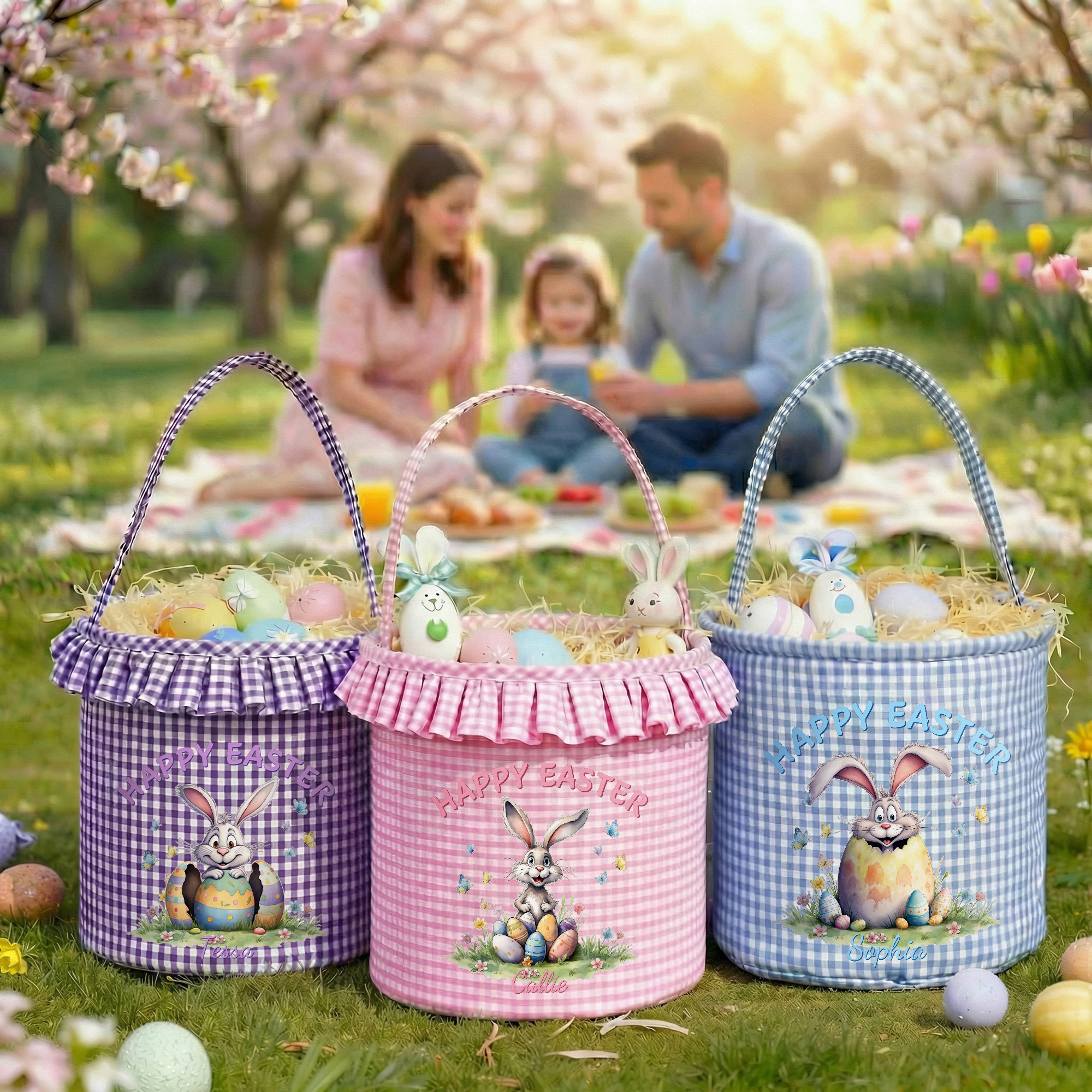 Panier d'oeufs de Pâques personnalisé multicolore avec nom et rangement quotidien Cadeau de Pâques pour garçons filles