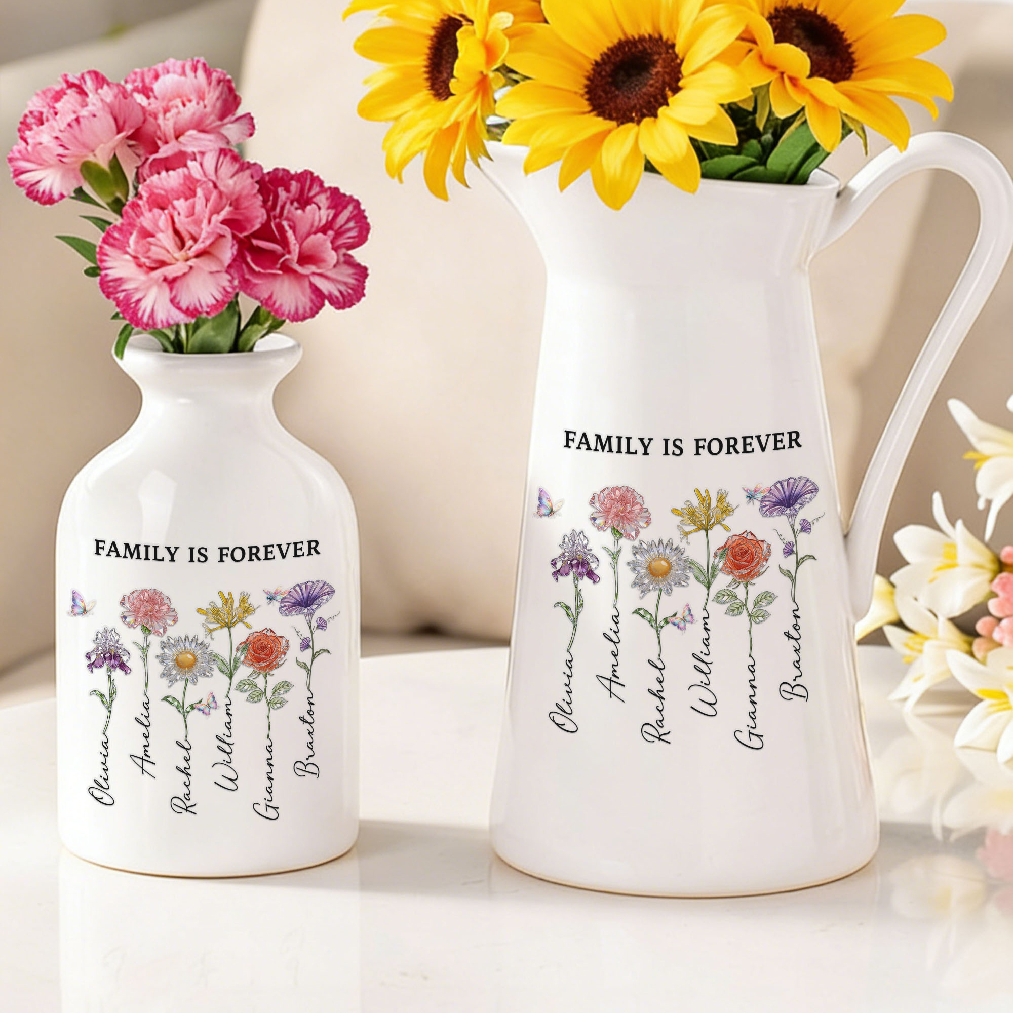 Vase en céramique avec nom et texte pour la décoration de la maison Cadeau d'anniversaire de la fête des mères et de la Saint-Valentin pour les femmes