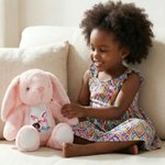 Personlig påske svart jente kanin ører sløyfe Initial myk kanin utstoppet leketøy med navn første påskegave til nyfødte barn