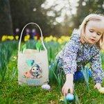 Personalized Cute Cartoon Rabbit Initial Bunny Ears Easter Basket with Name Egg Hunting Accessory Easter Gift for Boys Girls