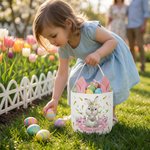 Gepersonaliseerd schattig paashaas herbruikbaar mandje met naam en konijnenoren eieren jagen Vrolijk paascadeau voor jongens meisjes