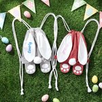 Personalisierte niedlichen Osterhase Drawstring Rucksack mit gestickten Namen und Schwanz Ostern Party Geschenk für Kinder