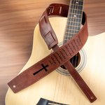 Personalized Guitar Elements PU Leather Guitar Shoulder Strap with Name Anniversary Birthday Gift for Guitar Players Lovers
