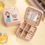 Personalized Cute Cartoon Character PU Leather Jewelry Box with Text and Name Travel Essential Birthday Anniversary Gift for Women