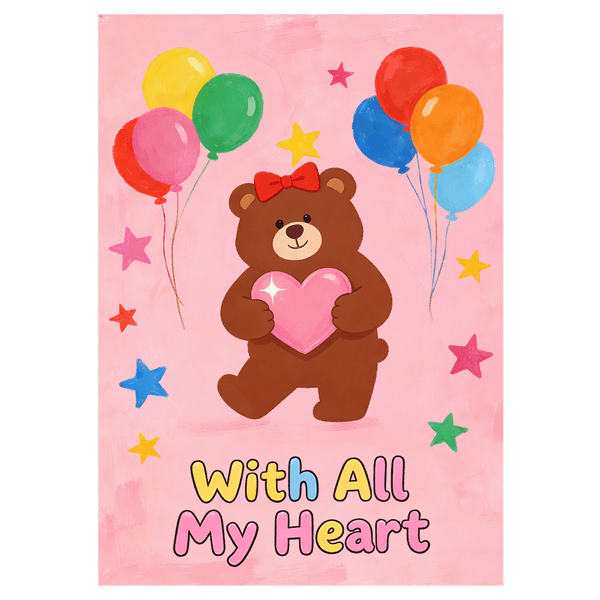 Bear with Balloons Valentine's Day Ecard