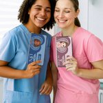 Gepersonaliseerde Vintage Cartoon Verpleegkundige Arts Karakter PU lederen portemonnee met naam en tekst Verjaardag Waardering Gift voor medisch personeel