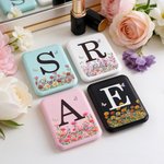 Personalized Birth Flower Butterfly LED Compact Mirror with Name and Initial Wedding Birthday Mother's Day Gift for Women