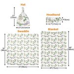 Personalized Cute Cartoon Dragon Forest Receiving Blanket Swaddle Hat Headband Set with Name Coming Home Outfit Baby Shower Gift for Newborns