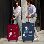 Personalised Cartoon Travel Character Love Airline 18-32 Inches Luggage Cover with Name Travel Accessories Birthday Holiday Gift for Friends