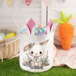 Personalisierte niedliche Kaninchen Blume Hasenohren Osterkorb mit Namen Ostertag Eier Jagd Party Geschenk für Kinder