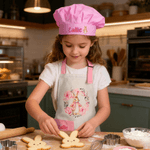 Personalised Wreath Cute Peter Rabbit Name Kid Apron Chef Hat Set with Storage Bag and Front Pocket Baking Easter Children's Day Gift for Kids