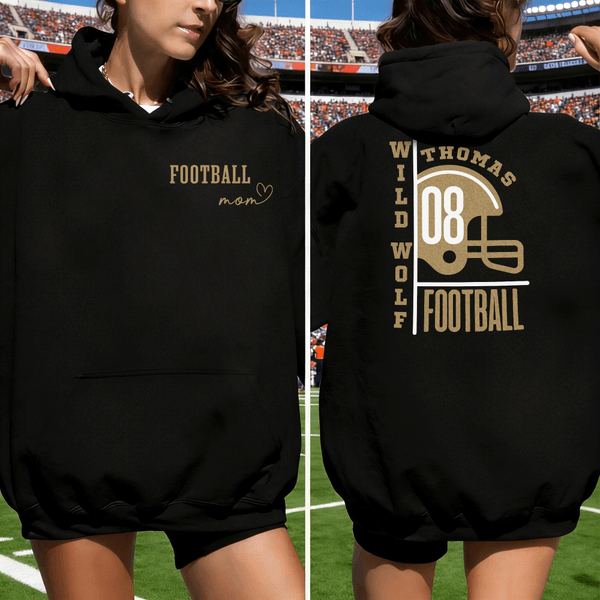 Gepersonaliseerde Voetbal Helmstok Volwassen T-shirt Sweatshirt Hoodie met Naam en Nummer Cheer Accessoires Verjaardag Team Gift voor Voetbal Mam Papa