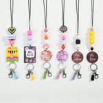 Gepersonaliseerd Potlood Tassel Bead sleutelkoord met tekst Terug naar school Waardering Teacher's Day Gift voor leraren beheerders