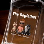 Personalized The Dogfather 3D Cartoon Whiskey Decanter with Name and 1-4 Dogs Birthday Anniversary Gift for Liquor Lover