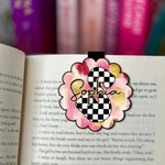 Personalized Pink-Gold Style Checkered Initial Magnetic Bookmark Clip with Name Book Club Birthday Gift for Reading Lovers Bookworms