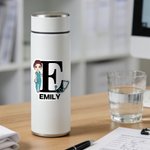 Personalized Cartoon Medical Character Set of 2 Waterproof Stickers Labels with Name and Initial Birthday Gift for Nurse Doctor