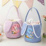 Personlig søt kanin med navn og initialer i kordfløyel og kaninører Påskekurv med navn og initialer Glad påskeeggjakt Gave til barn