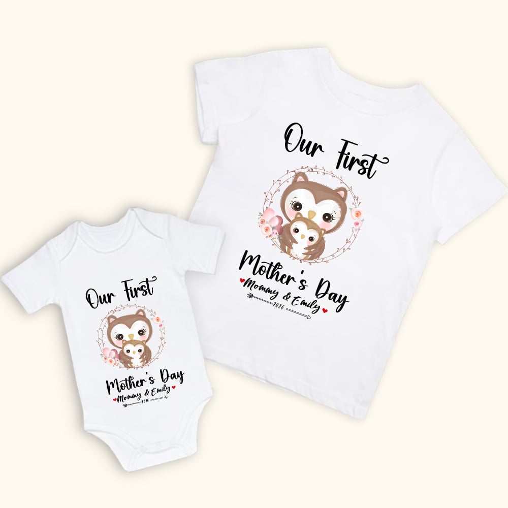 T-shirt personnalisé pour la fête des mères et le baby onesie Maman et bébé Cadeau pour la nouvelle maman et le nouveau bébé