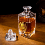 Personalized Golden Badge Pattern Initial Whiskey Decanter with Name Birthday Father's Day Retirement Gift for Grandpa Bartender