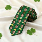 Personalized Gold Coin Beer Rainbow Clover Face Photos Soft Tie Novelty Accessory Saint Patrick's Day Father's Day Birthday Gift for Man