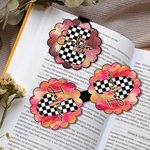 Personalized Pink-Gold Style Checkered Initial Magnetic Bookmark Clip with Name Book Club Birthday Gift for Reading Lovers Bookworms