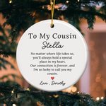 Ornement personnalisé en céramique avec nom et texte pour mon cousin Cadeau d'anniversaire pour cousin