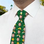 Personalized Gold Coin Beer Rainbow Clover Face Photos Soft Tie Novelty Accessory Saint Patrick's Day Father's Day Birthday Gift for Man