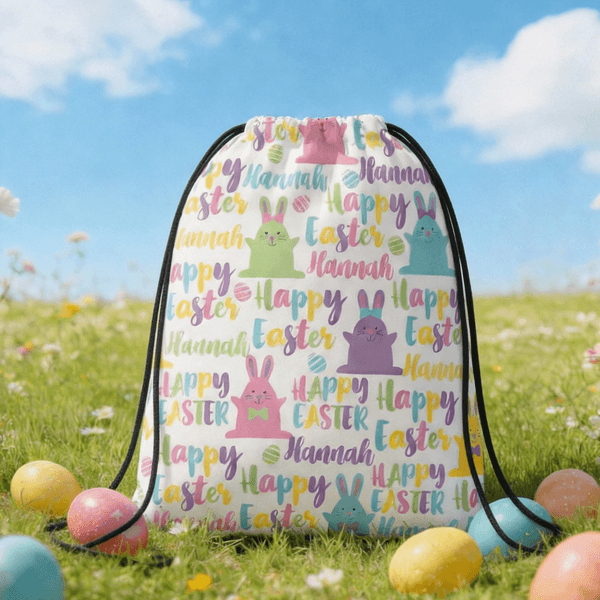 Personalisierte Osterhase Name Wort Wolke Drawstring Tasche täglichen Gebrauch Ostern Party Geschenk für Studenten Kinder