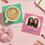 Personalizzato Cartoon Besties foto a strisce 11/15 oz tazza di caffè in ceramica con nome Amicizia Keepsake regalo di compleanno per le sorelle amici partner