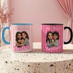 Personalizzato Cartoon Besties foto a strisce 11/15 oz tazza di caffè in ceramica con nome Amicizia Keepsake regalo di compleanno per le sorelle amici partner