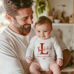 Bavaglino personalizzato in 100% cotone con iniziale del nome e anno in arrivo, primo regalo di Natale per i neonati.