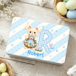 Personalisierte niedliche Osterhase Food-Grade Metall Keksdose mit Initialen und Namen Ostern Party Geburtstag Geschenk für Kinder