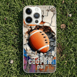 Personalized Ball Sports Phone Case for iPhone with Name and Number Daily Use Birthday Gift for Sports Lovers