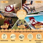 Personlig snabb tork stor strandhandduk sportspelare silhuett med namn och nummer perfekt sommarpresent för handbollsfans