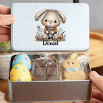Conejito de Pascua personalizado Lata de galletas de metal con nombre Regalo de Pascua para niños Familia Amigos