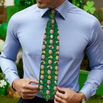 Personalized Gold Coin Beer Rainbow Clover Face Photos Soft Tie Novelty Accessory Saint Patrick's Day Father's Day Birthday Gift for Man