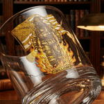 Personalized American Flag Firefighter 10 oz Whiskey Glass with Thick Base and Name Father's Day Veterans Day Gift for Firefighter Military