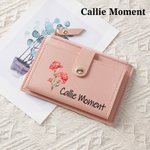 Callie Moment Personalized Birth Flower PU Leather Portable Wallet with Name and Card Holder Wedding Birthday Anniversary Gift for Women Girls