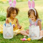 Personalized Happy Easter Cute Bunny Easter Egg Bunny Ears Basket with Name Egg Hunting Party Easter Gift for Boys Girls