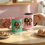 Personalizzato Cartoon Besties foto a strisce 11/15 oz tazza di caffè in ceramica con nome Amicizia Keepsake regalo di compleanno per le sorelle amici partner