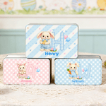 Personalisierte niedliche Osterhase Food-Grade Metall Keksdose mit Initialen und Namen Ostern Party Geburtstag Geschenk für Kinder