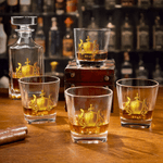 Personalized Golden Badge Pattern Initial Whiskey Decanter with Name Birthday Father's Day Retirement Gift for Grandpa Bartender