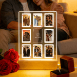 Personalizada Poker Fotos Siete Colores Inicial LED Luz de Noche con Texto y Base de Madera Decoración de Habitación Regalo de San Valentín para Pareja