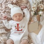 Bavaglino personalizzato in 100% cotone con iniziale del nome e anno in arrivo, primo regalo di Natale per i neonati.