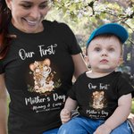 Personalizzato carino tigre nostra prima mamma 100% cotone T-shirt bambino Onesie Set con nomi Regalo per la festa della mamma per la nuova mamma bambino